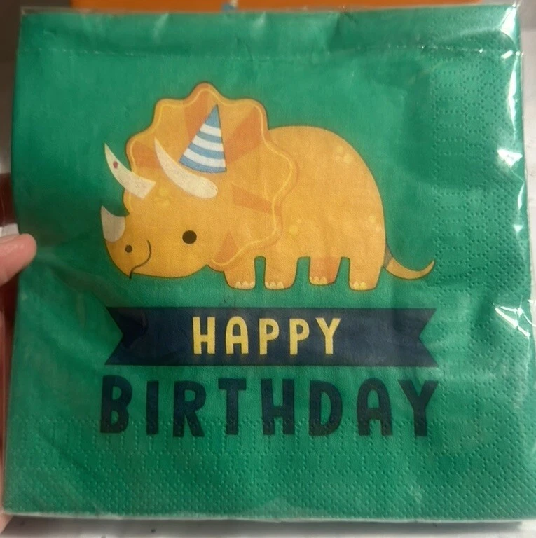 HALLMARK DINOSAUR PARTY PACK: FELT BANNER & NAPKINS: NEW WITH TAGS - Image 4 of 4