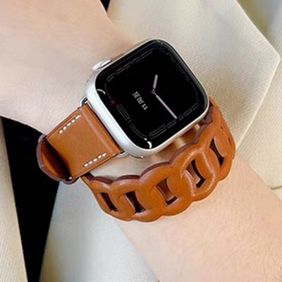 Gourmette Double Tour Strap For Apple Watch Genuine Leather bracelet | eBay