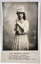 1907 RPPC The Maiden's Prayer, Crosseyed, Real Photo, Vintage Bamforth Postcard