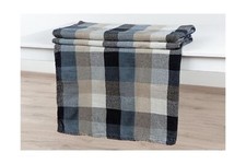 100 Pure Flax Linen Blanket Blue 87"X 79" Blue