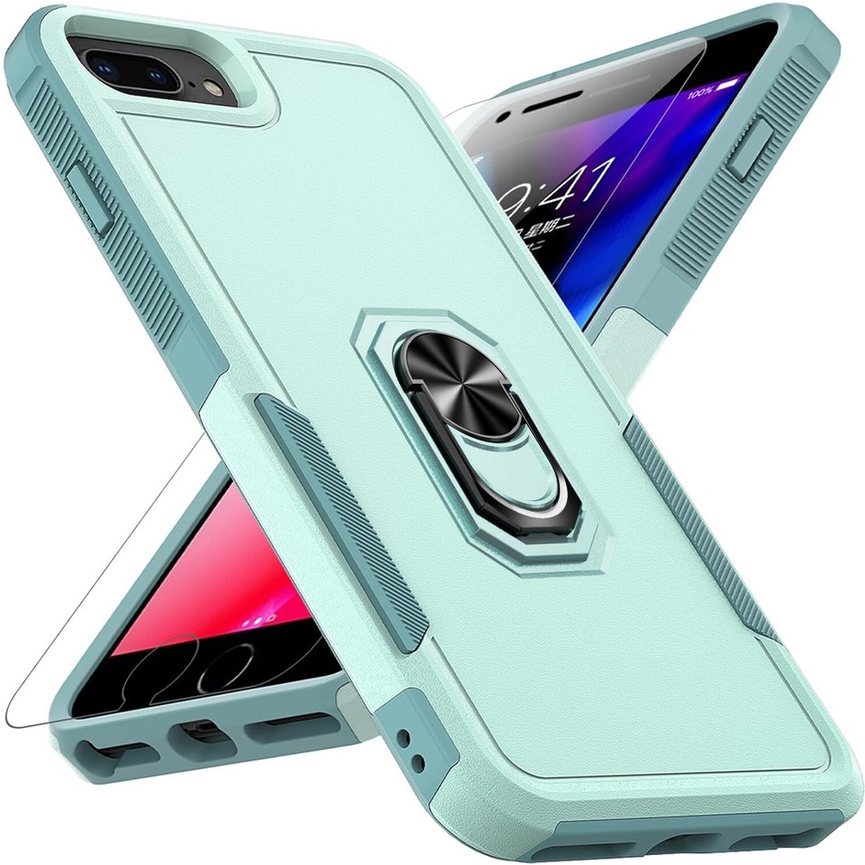 For iPhone SE 8 7 Plus 6s Case Phone Cover Shockproof Ring Stand+ ...