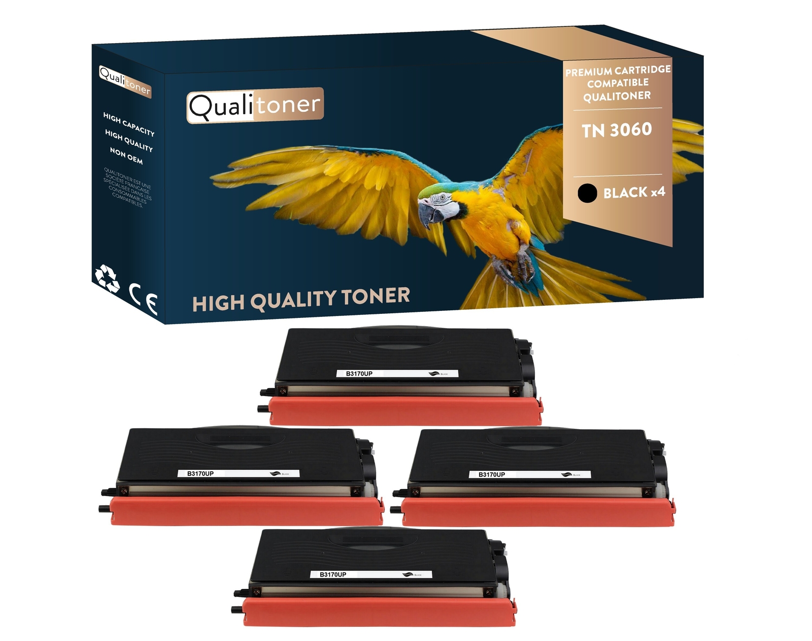 Toner Brother TN3060 noir Qualitoner pack de 4 pour supprimer les traces d'impression