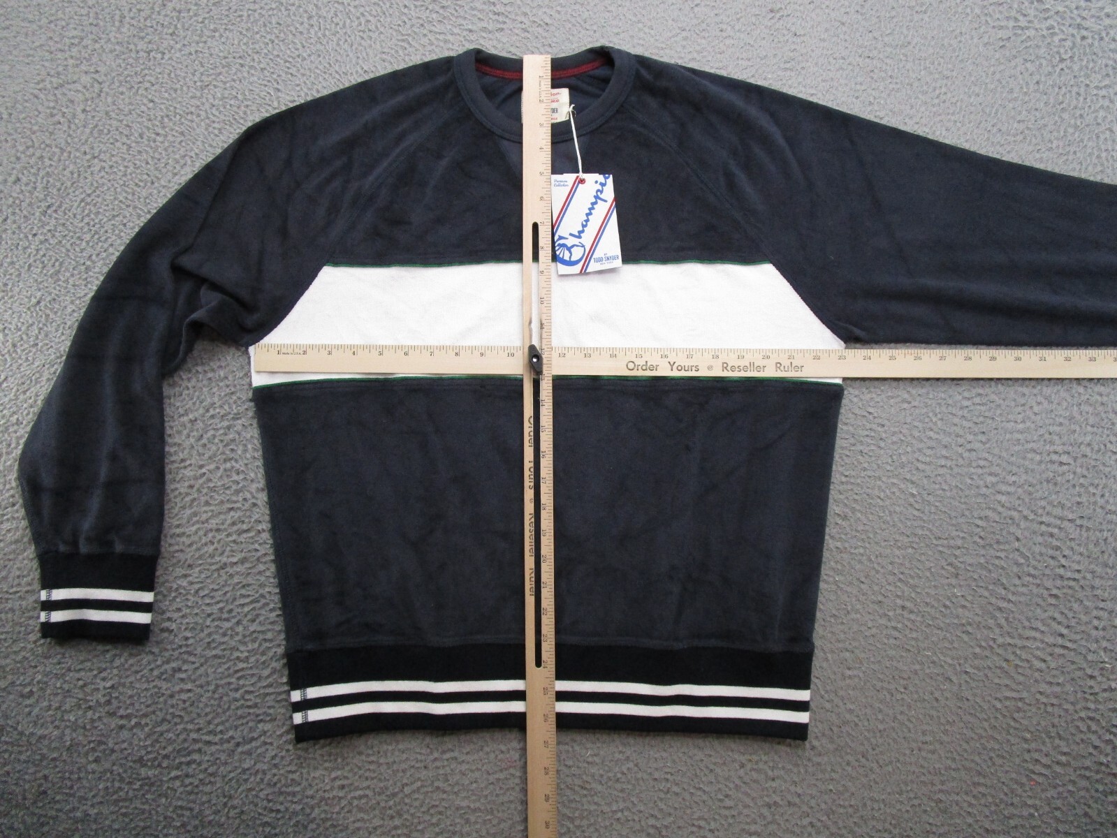 Champion Todd Snyder Terry Cloth Colorblock Navy Blue Sweatshirt Mens Size L NEW image 5