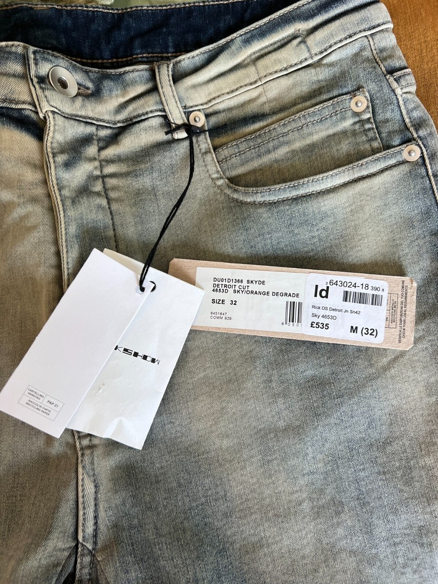 Rick Owens DRKSHDW Detroit Cut Jeans - Size 32 - Sky Orange Rick Owens DRKSHDW Detroit Cut Jeans - Size 32 - Sky Orange