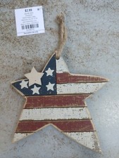New July 4th Wooden Star Flag Pattern Ornament