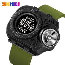 SKMEI Men Square Electronic LED Boys Digital Silicone Stopwatch Wristwatches