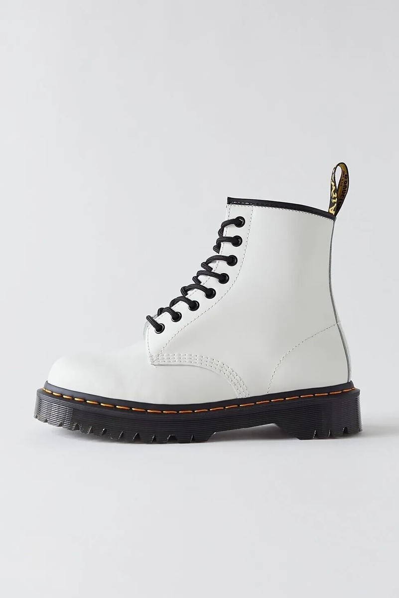 Botas Dr. Martens 1460 Pascal Bex Para Hombre - Cuero Blanco Con Suela Gruesa