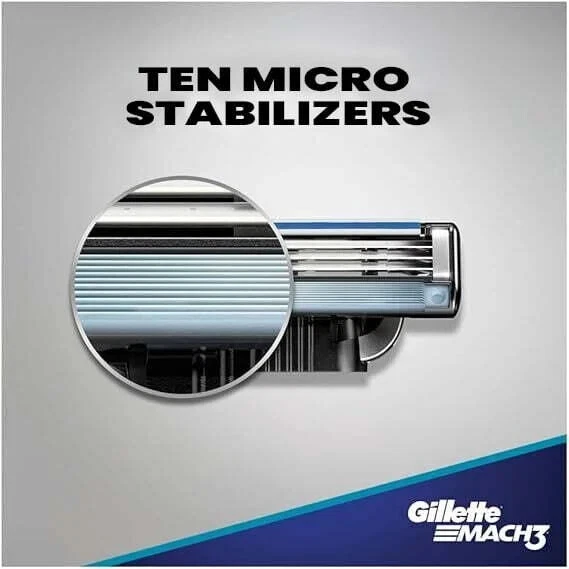 Barbeador Gilette Mach 3 masculino com aderência aquática, 1 cabo de barbear + 1 refil de lâmina - Imagem 3 de 4