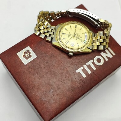 アンティーク　ティアドロップ シトリン　ウォッチ・キー 19世紀後半　金張り Titoni Cosmo King Automatic 737-360 President Day/Date Vintage