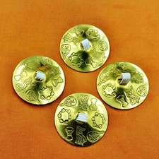 Luxury Belly Dance 2-Tone ZILLS Set Finger Cymbals Brass 4 Pcs..NEW..TOP Quality
