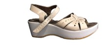 Vintage Leather Wedge Platform Heels Sandals Shoes Womens Made In Italy 38