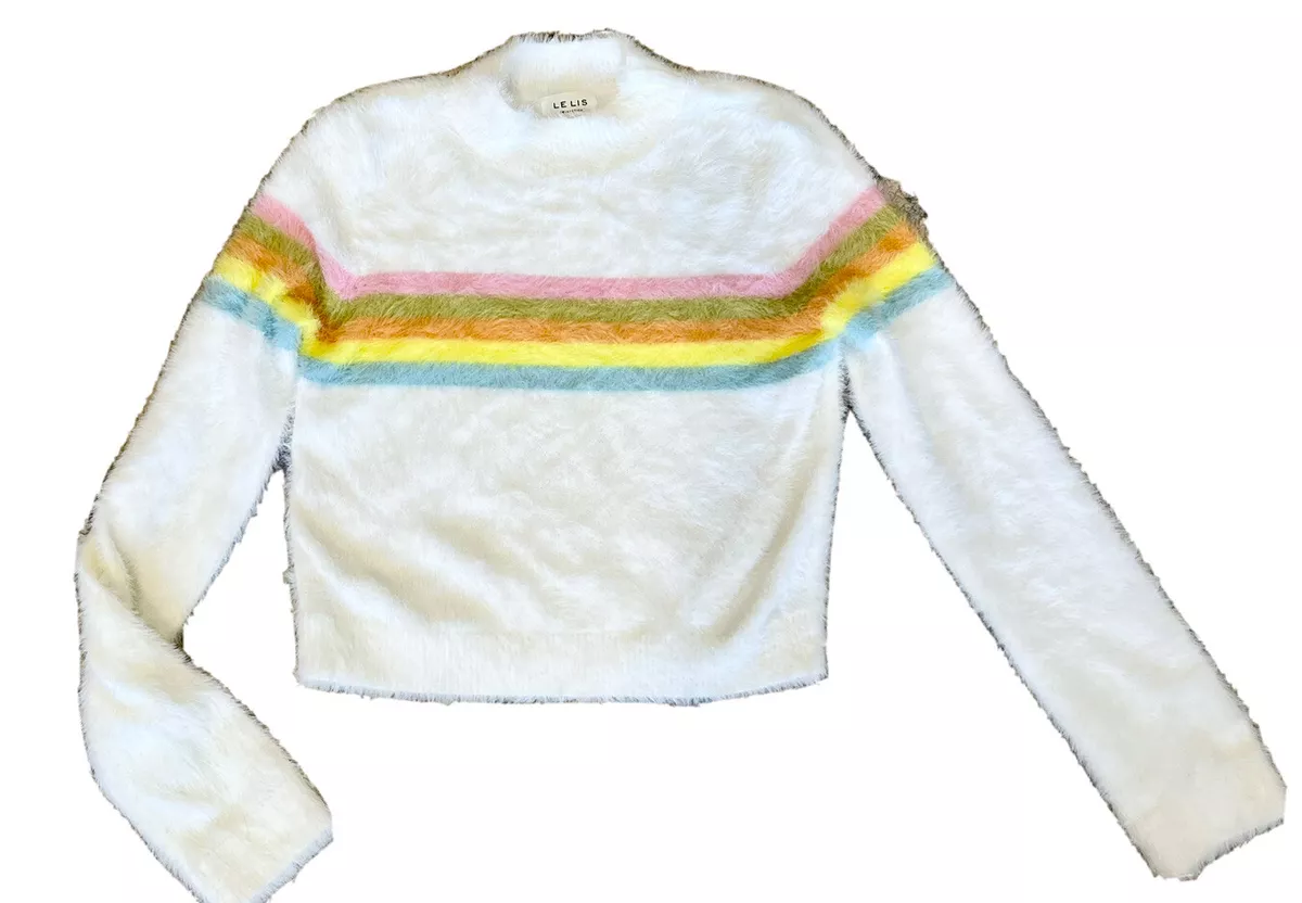 Fuzzy rainbow sweater deals