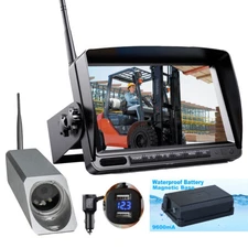Digital Wireless 7" Monitor Forklift Front View Camera Magnetic Battery Bank Kit