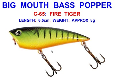 FLADEN BIG MOUTH BARSCH SURFACE POPPER PLUG 65 MEER GROBANGELN KÖDER HECHT DÖBEL