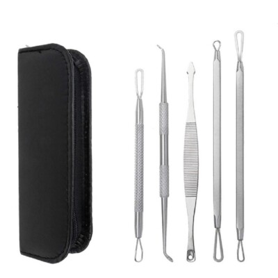 5pcs Pimple Acne Comedone Blackhead Blemish Extractor Remover Tool Kit Stainless