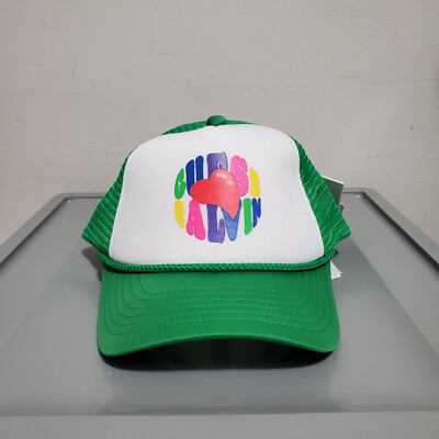 Guess Originals x J Balvin Amor Collection Green & White Unisex Trucker Hat NWT 