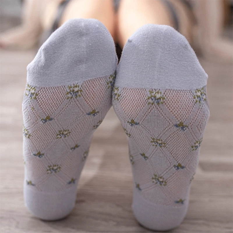 5 Pairs Lady Floral Sheer Lace Low Cut Liners Socks Summer Thin Ankle Socks Cute - Image 4 of 4