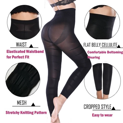 Women's Sculpting Slimming Leggings Tummy Control High Waist Trainer Body Shaper - Picture 3 of 25