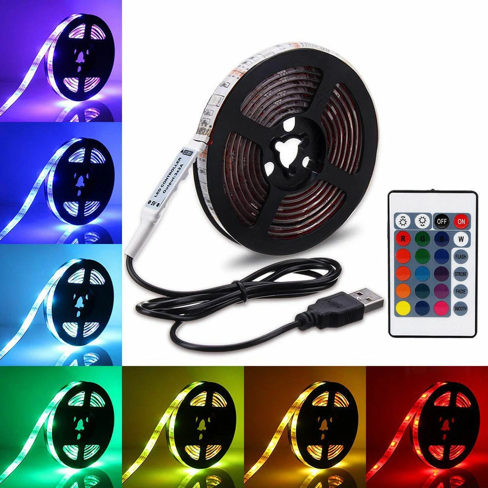5V 5050 RGB LED STRIP LIGHT WATERPROOF USB IR REMOTE CONTROLLER TV PC BACK CAR - Image 4 of 4