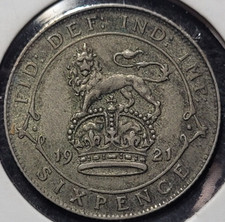 1921 SIX PENCE BRITISHNICE CONDITIONMUSTGO-SHOPPIN  COMBINED ALL SHIPP'N