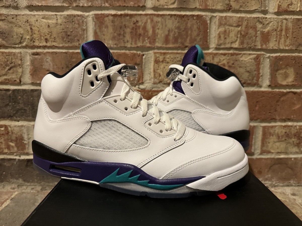 New 9.5 Nike Air Jordan 5 Grape White Emerald 2013 Retro OG 136027
