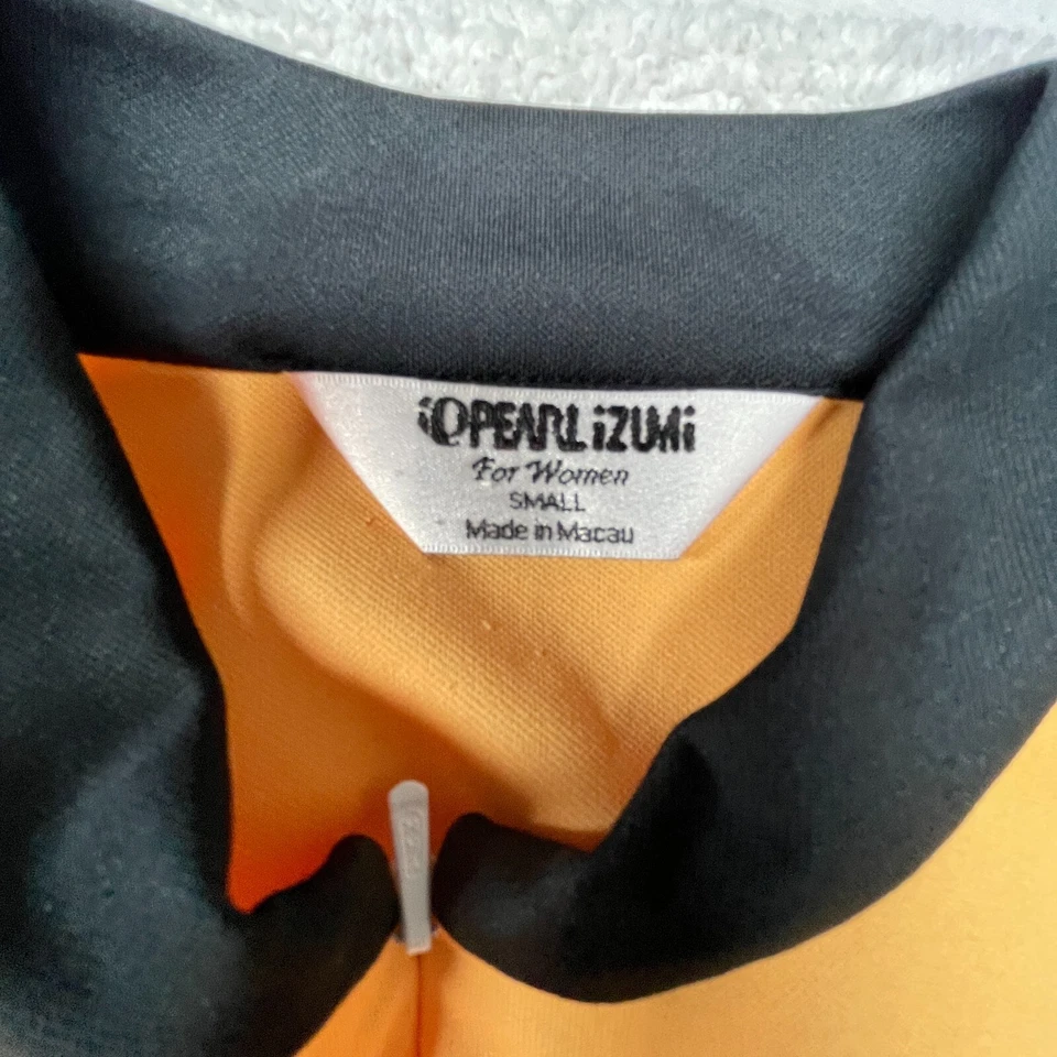 Pearl Izumi Small Orange Black Colorblock Sleeveless Cycling Jersey Top Zip Up - Image 3 of 4