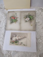 um 1949 Glücksbringer - 6x Original Aquarell Malerei Muster zur AK Druckvorlage 