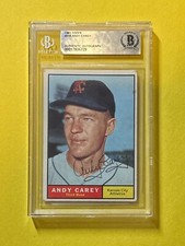 1961 TOPPS ANDY CAREY #518 BECKETT AUTHENTIC SIGNED AUTOGRAPHED CARD ATHLETICS