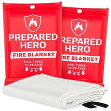 Prepared Hero Emergency Fire Blanket - 2 Pack - Fire Suppression for Kitchen,