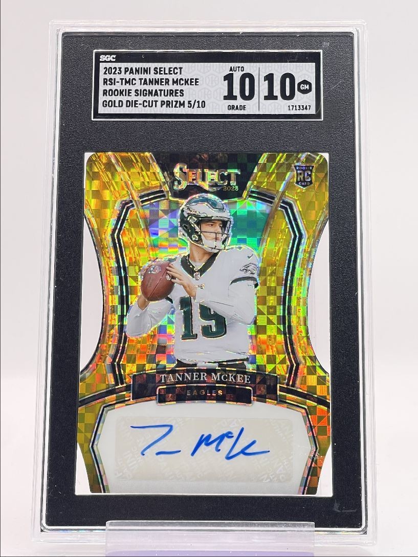 Tanner McKee Panini Select Rookie Signatures #RSITMC Gold Die Cut