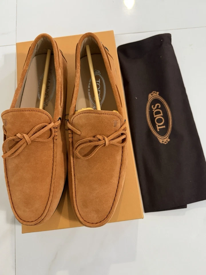 TOD’S CITY GOMMINO Burnt Orange Suede Driving Moccasins Sz.9.5 NEW BOX $985 MSRP - Image 2 of 4