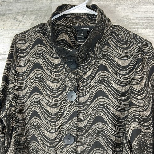 Chaqueta Ali Miles negra y dorada Waves Top arte para usar botón para mujer talla grande - Imagen 4 de 10