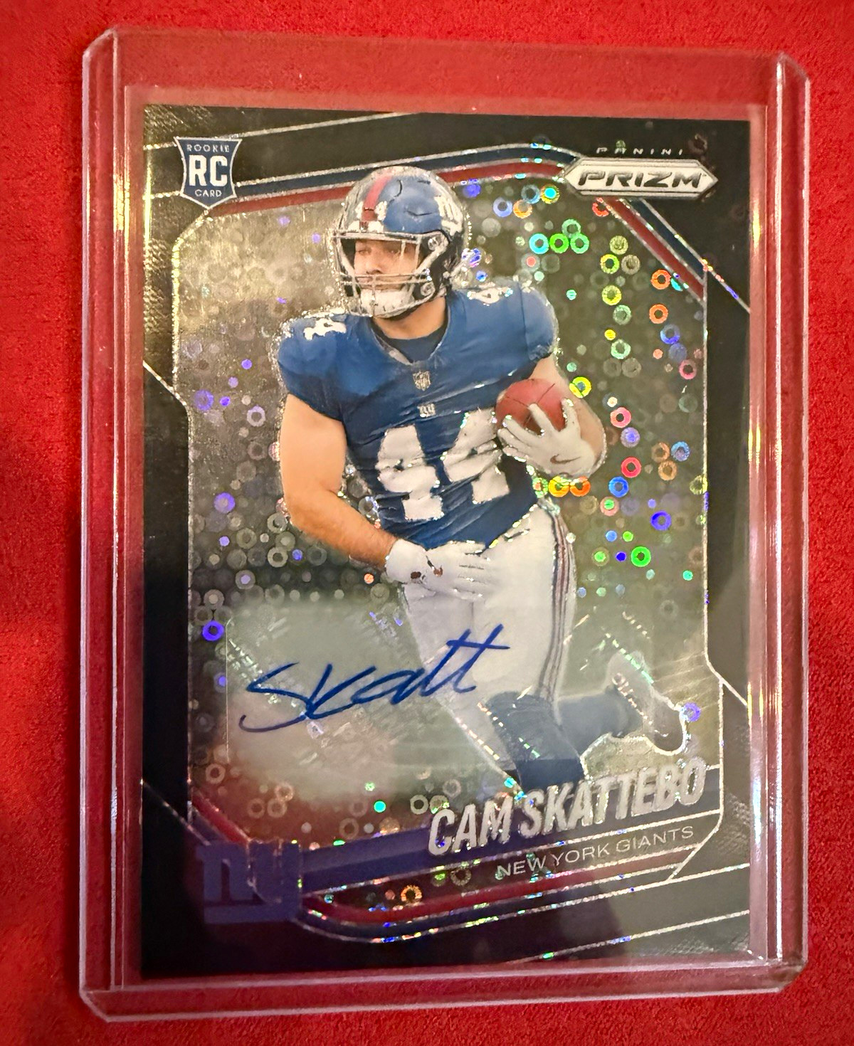 2025 Panini Prizm Rookies Cam Skattebo #363 Black 1/1 Disco Prizm RC Auto Giants