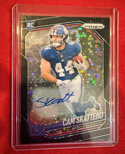2025 Panini Prizm Rookies Cam Skattebo #363 Black 1/1 Disco Prizm RC Auto Giants