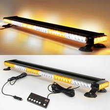 80led Strobe Light Bar Emergency Beacon Rooftop Warning Flashing Amber White 37