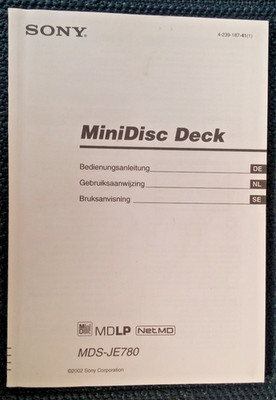 Original Bedienungsanleitung Sony MDS-JE780 Mini Disc Deck BDA