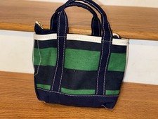 Vintage L.L. Bean Mini Boat and Tote Bag Green Blue With Zipper USA