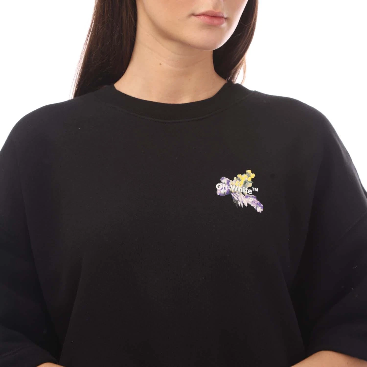 OFF WHITE Vestito T Shirt Donna Off White Freccia Fiore Snap Nero