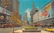 New York City NY Times Square Scripto Pen Adv 1960s Chrome Postcard
