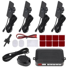 4Pcs Black Car Reverse Parking Sensor Kit with 12V Waterproof Ultrasonic Probes