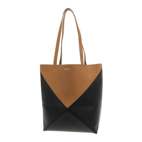Loewe Puzzle Fold Medium A779G50X18 Shiny Calfskin Multicolor Bicolor Tote