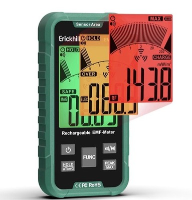 ERICKHILL 3 in 1 EMF Meter and Radiation Detector for RF, EF, MF, & WiFi Signal