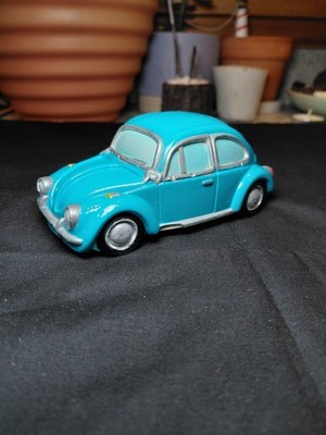 Hand Painted Concrete Blue Car Statue Solid Concrete Acrylic Paint Sealed