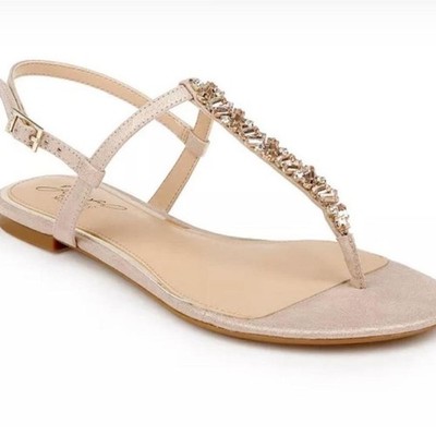 Jewel Badgley Mischka Vintage Dafina Thong Flat Sandals Women s Size 9.5
