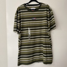 tommy hilfiger jeans Mens Size XXL Khaki Stripe Mens T shirt NWT