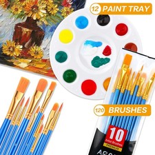 Painting Brush Palette Set Nylon Brush Head for Oil Watercolor Art Supplies
