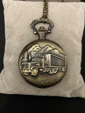 Big Rig Trucker s Pocket Watch with 32 Inch Chain