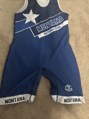 Montana National Team Wrestling Singlet Blue Size AL