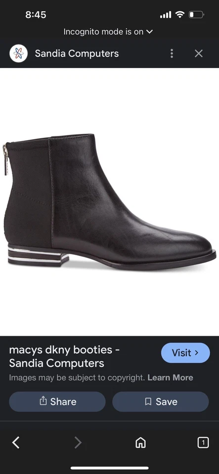 DKNY Women’s Black Leather Pointed Toe Zip Ankle Boots Booties Size 8 - Image 2 of 4