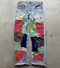 Vintage  Levi's 501  Redline Selvedge 80s USA Worn Patchwork Light Wash 32x30 
